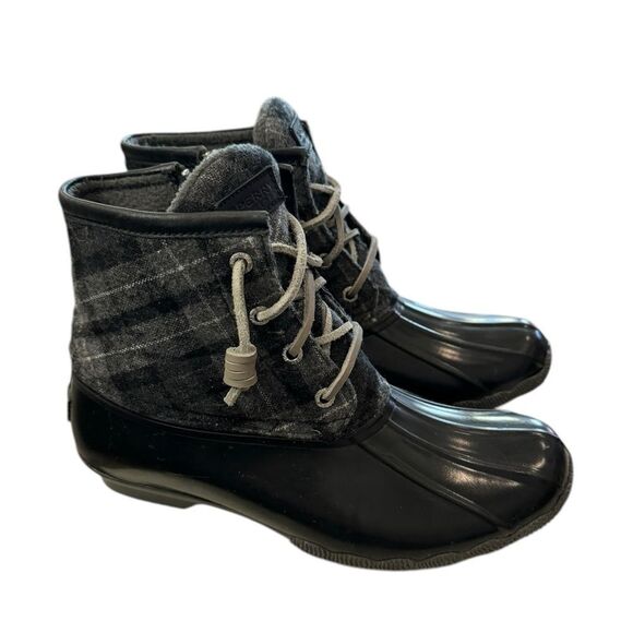 Sperry Top-Sider Women's Black Rubber Plaid Zip Duck Boots STS91005  Sz. 7 - Picture 2 of 6
